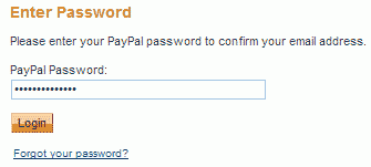 PayPal - Құпия сөз енгізу