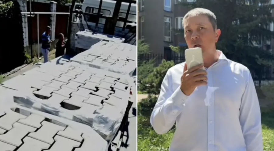 Брусчатка саябақтан жеке үйдің ауласына көшірілген: Алматыда жанжал өршіп барады