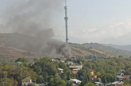 Алматыда “Көктөбе“ телемұнарасы маңында өрт шықты