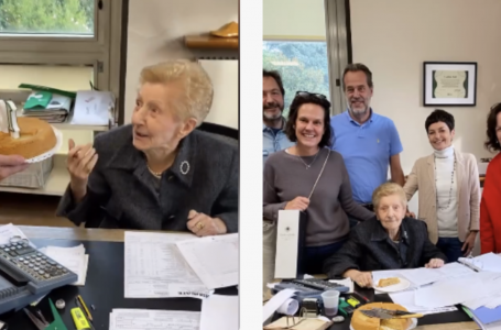 “Зейнетке шығуға ниетім жоқ“: 105 жастағы әйел мерейтойын жұмыс орнында атап өтті