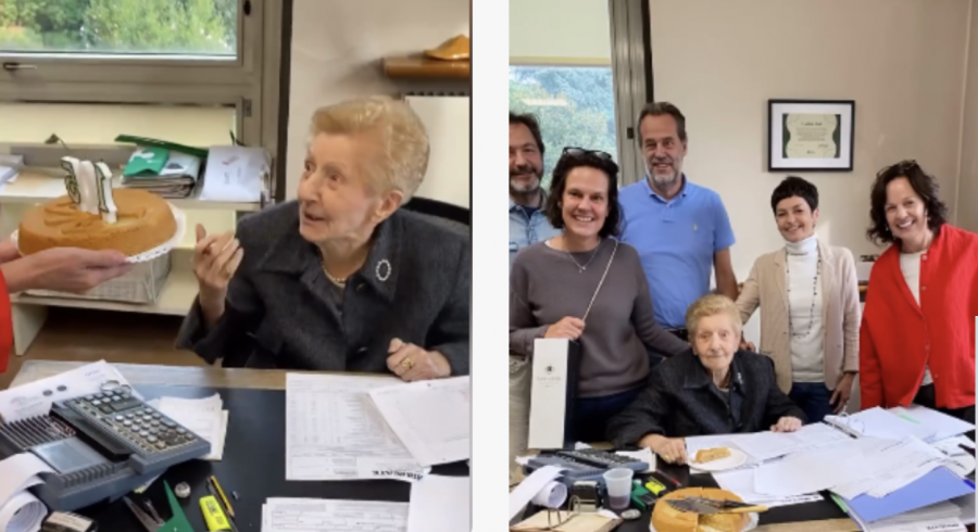 “Зейнетке шығуға ниетім жоқ“: 105 жастағы әйел мерейтойын жұмыс орнында атап өтті