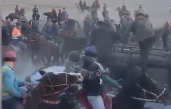 Қызылорда облысында өткен көкпар кезінде көлік жылқыларды қағып кеткен