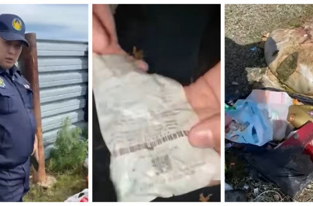Астана іргесіндегі ауылда әкім пакеттерді ақтарып, түбіртек арқылы қоқысты кім лақтырғанын анықтап жатыр 