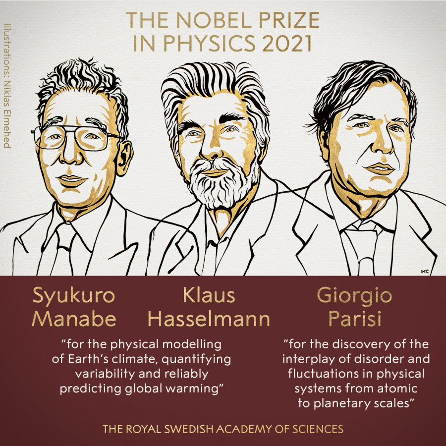 Нобель-2021: Физика бойынша  сыйлықтың лауреаттары белгілі болды