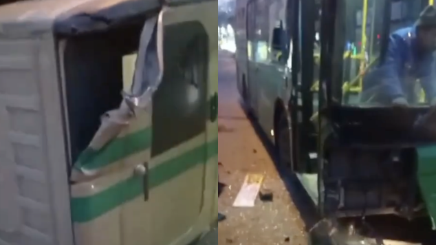 Алматыда автобус инкассатор көлігіне соқтығысқан
