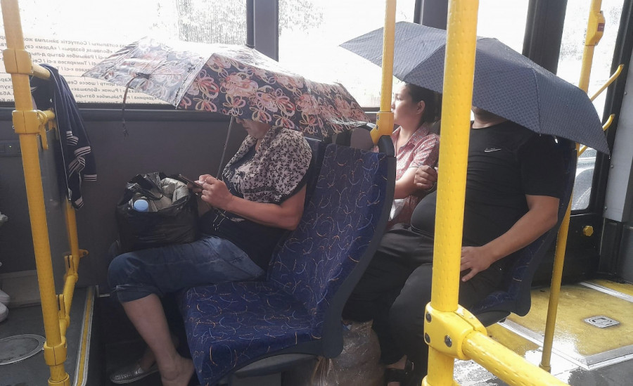 "Ұят жоқ сендерде!" Алматы тұрғыны төбесі тесік автобустан су сорғалағанына шағымданды