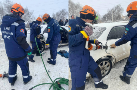 Алматы облысындағы жантүршігер жол апаты: үш адам көлікте қысылып қалған