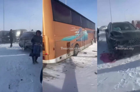 Қарағанды ​​облысындағы тасжолда автобус пен 16 жеңіл көлік соқтығысты